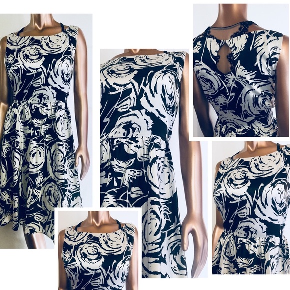 I.C.E. Vtg Dress Cutout Back Button Floral Sz 14 - Picture 2 of 8